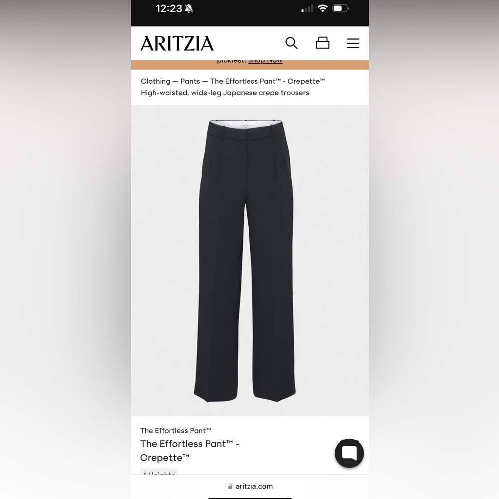 ARITZIA Effortless Pant (Black, Size 0)